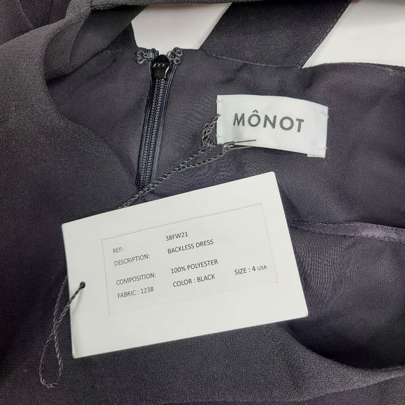 MONOT Black FW21 Cutout Backless Dress sz 38 / US 4 - Picture 6 of 7